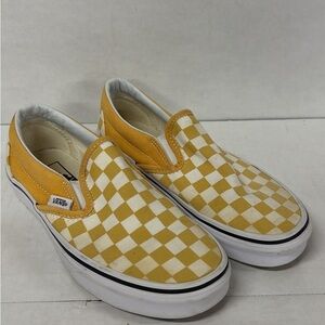 Vans Yellow Checkered Slip-On Shoes
